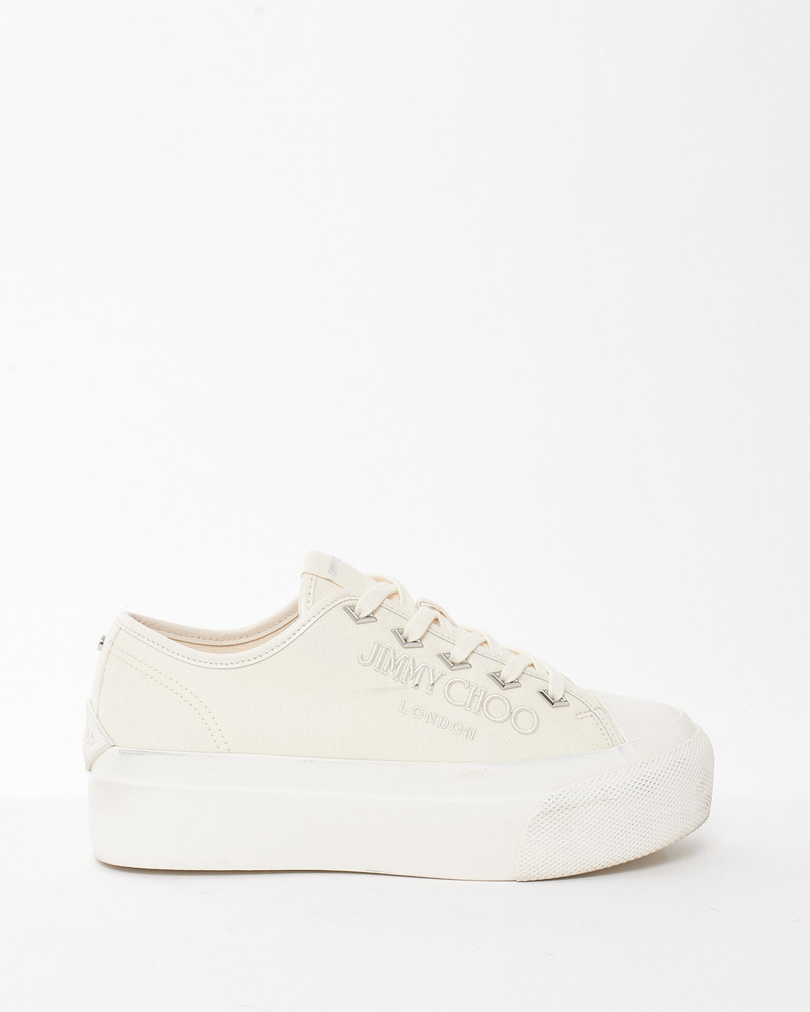 Jimmy Choo White Canvas Logo Sneakers - 38