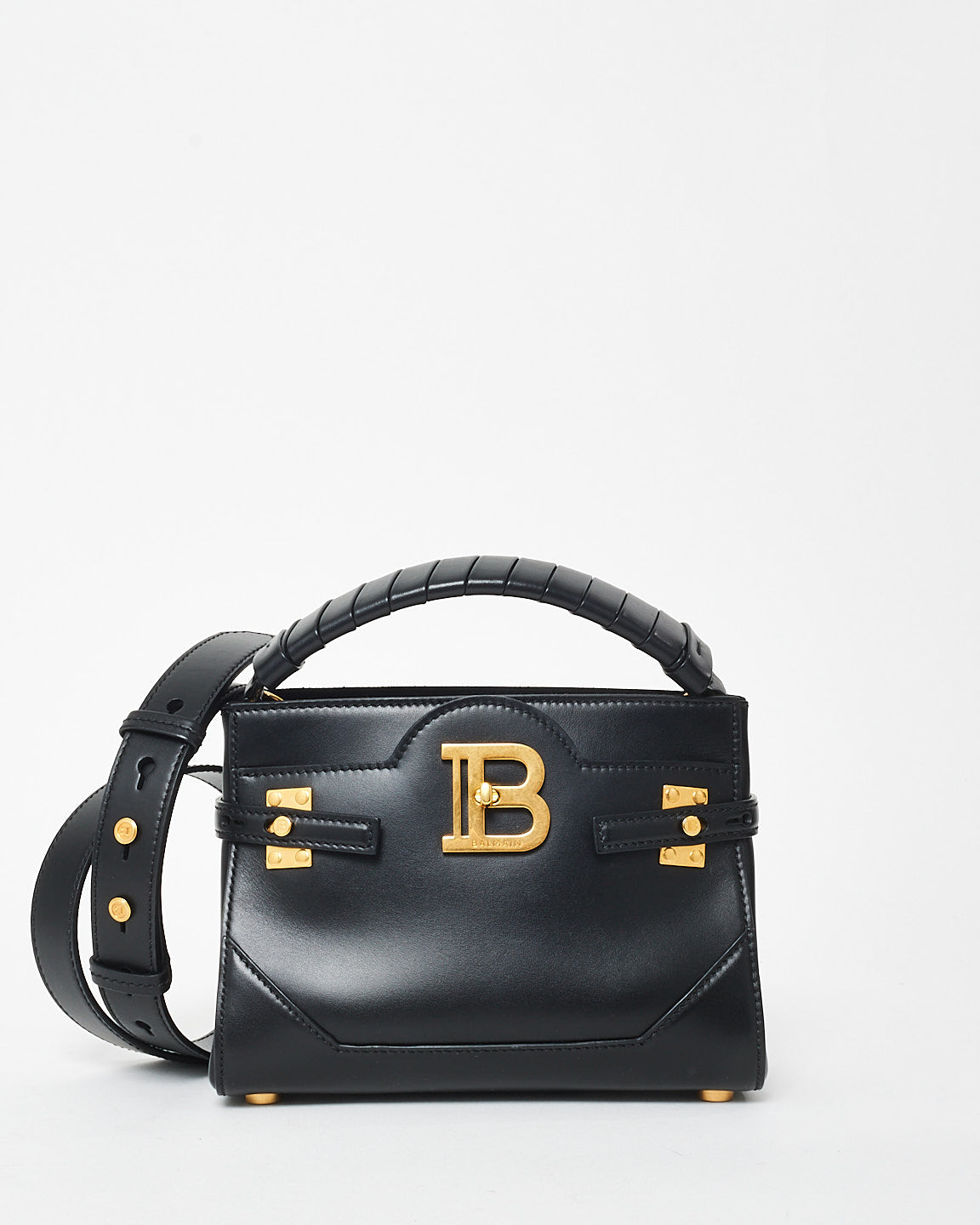 Balmain Black Leather Mini B Buzz 22 Leather Tote Bag