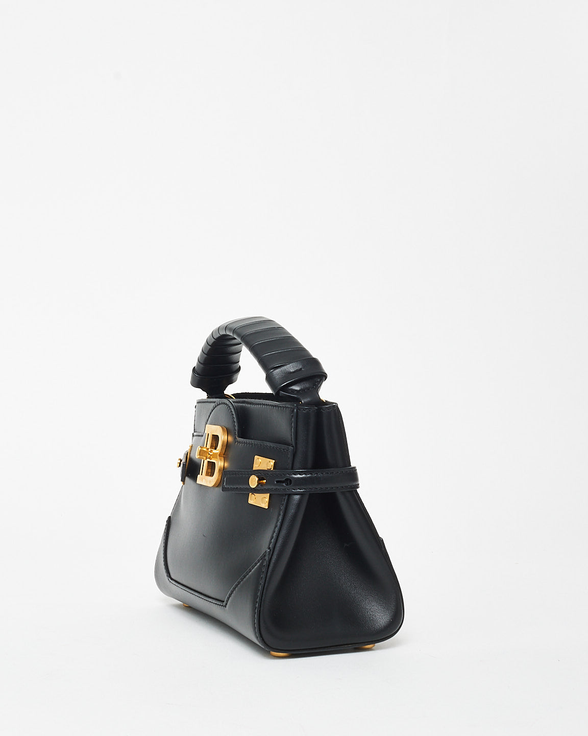 Balmain Black Leather Mini B Buzz 22 Leather Tote Bag