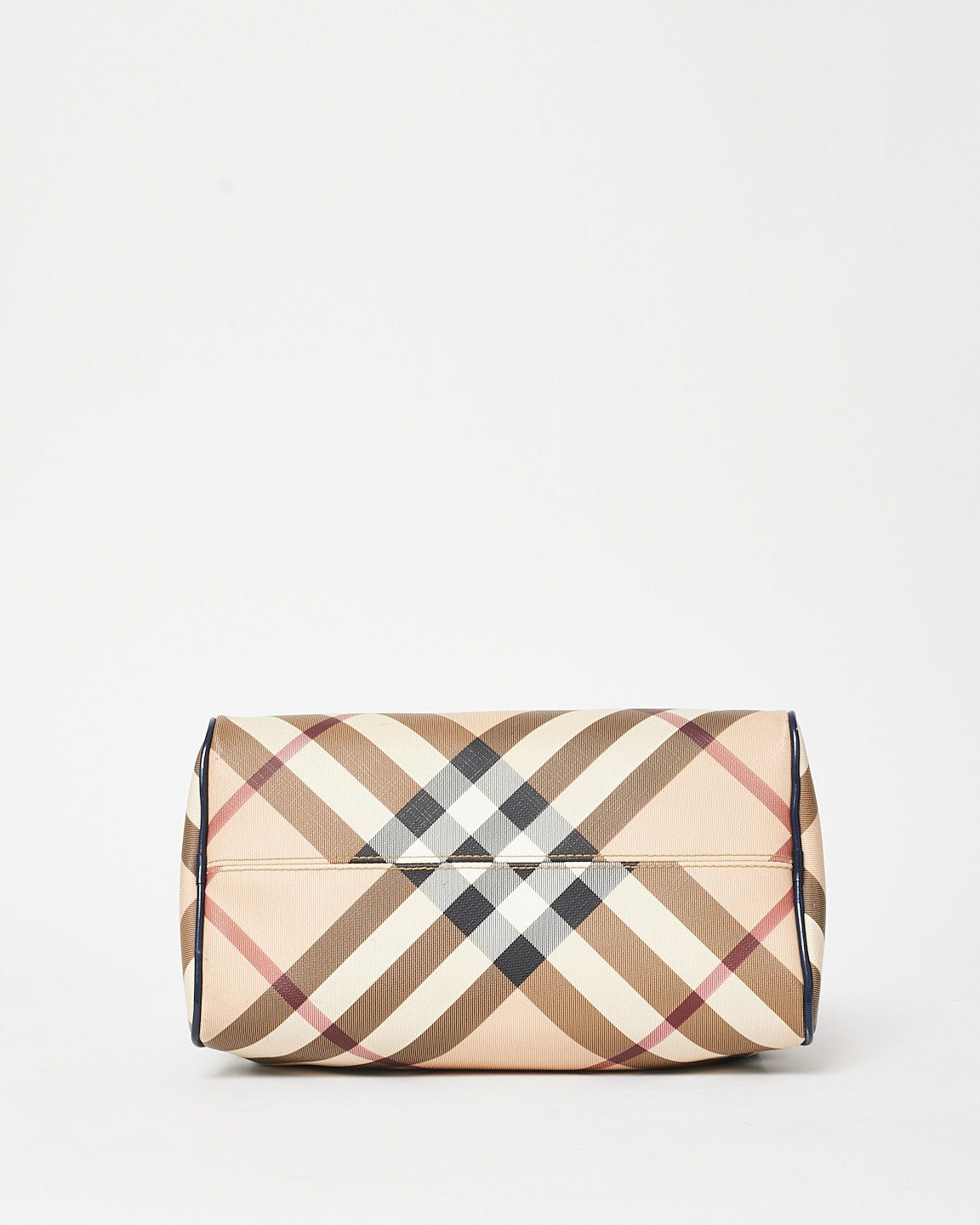 Burberry Coated Canvas Plaid 
Navy Boston Bag