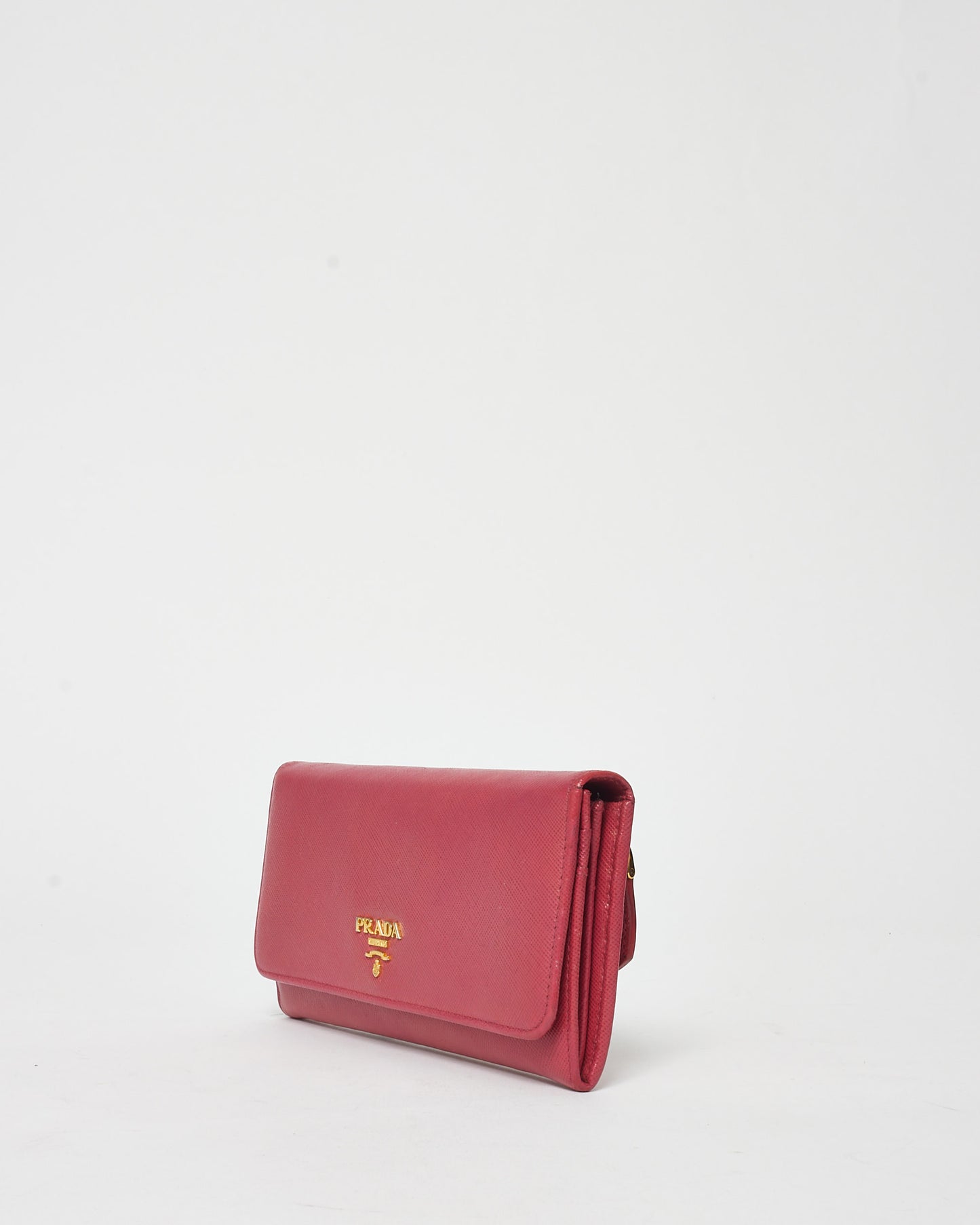 Prada Pink Leather Logo Flap Long Wallet