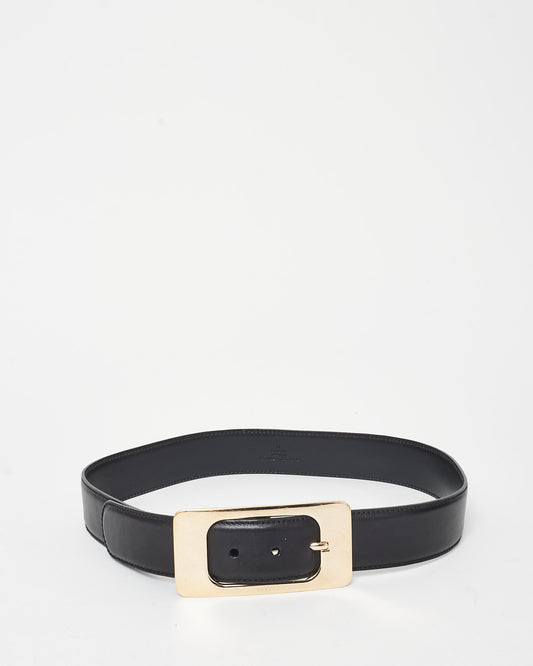 Gucci Vintage Black Leather 
Gold G Belt - 85/34