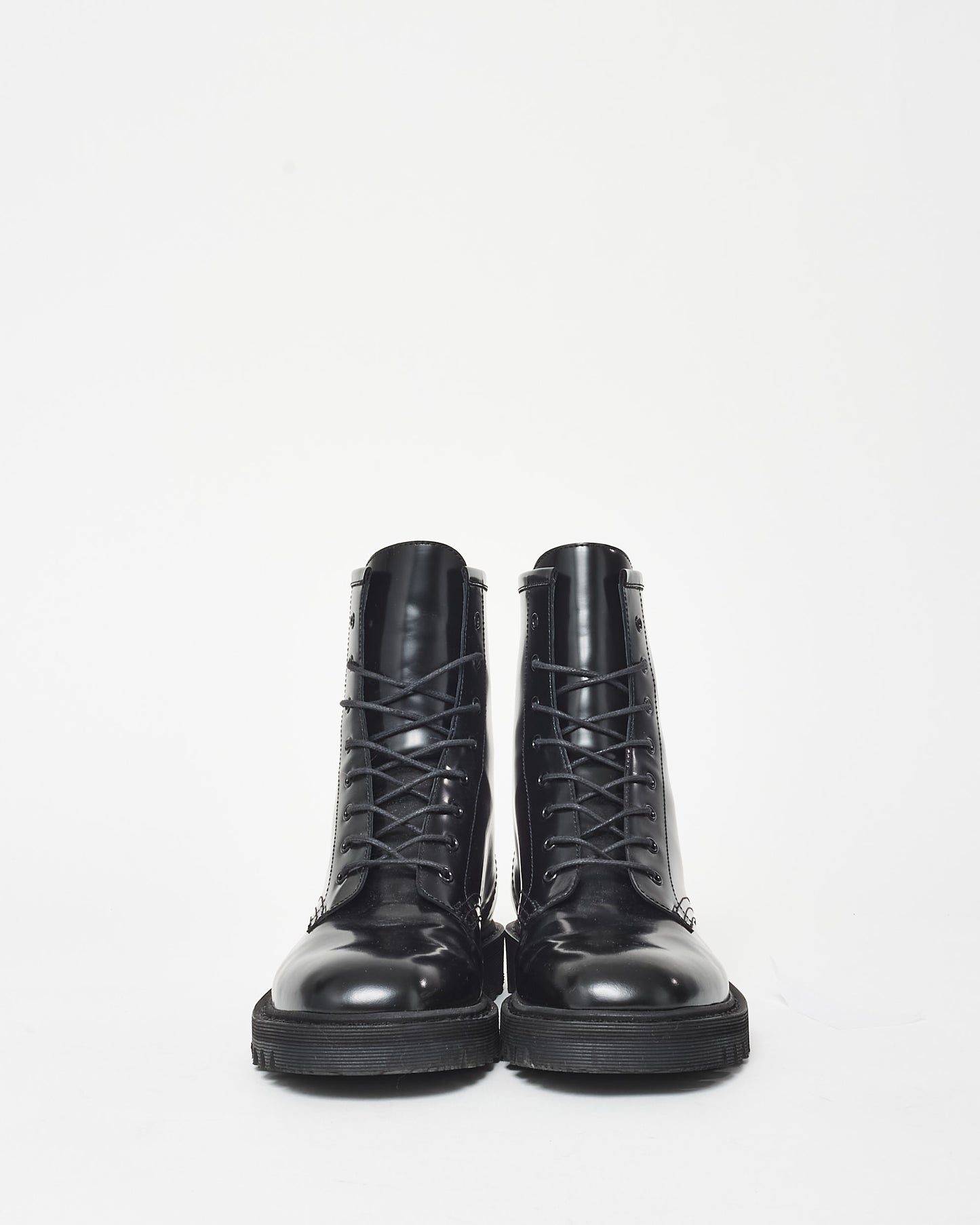 The Row Black Gloss Leather Ranger Boots - 38.5