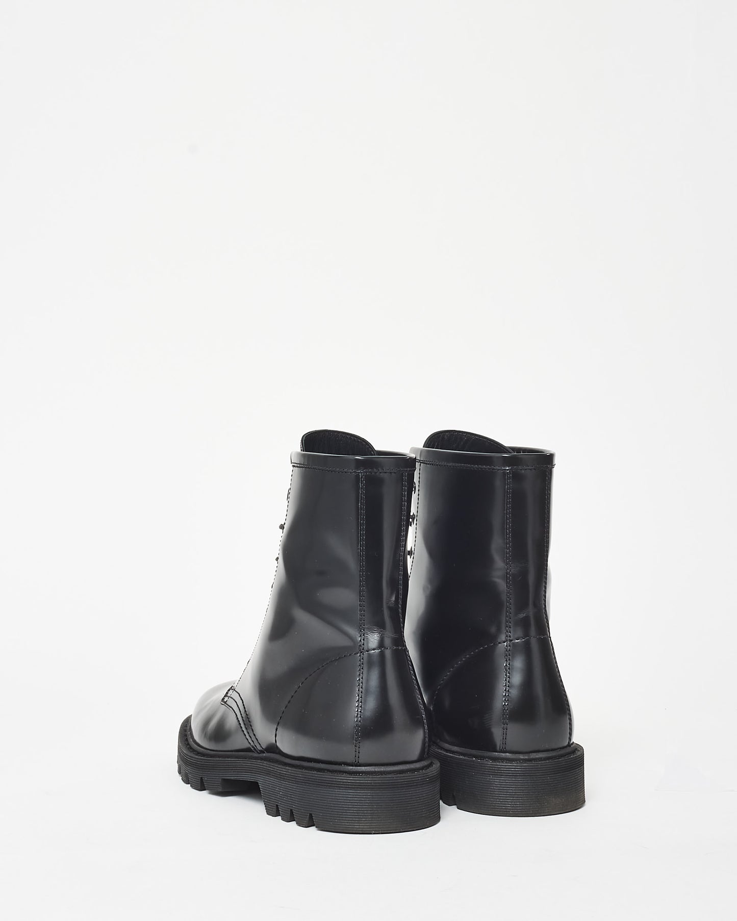 The Row Black Gloss Leather Ranger Boots - 38.5