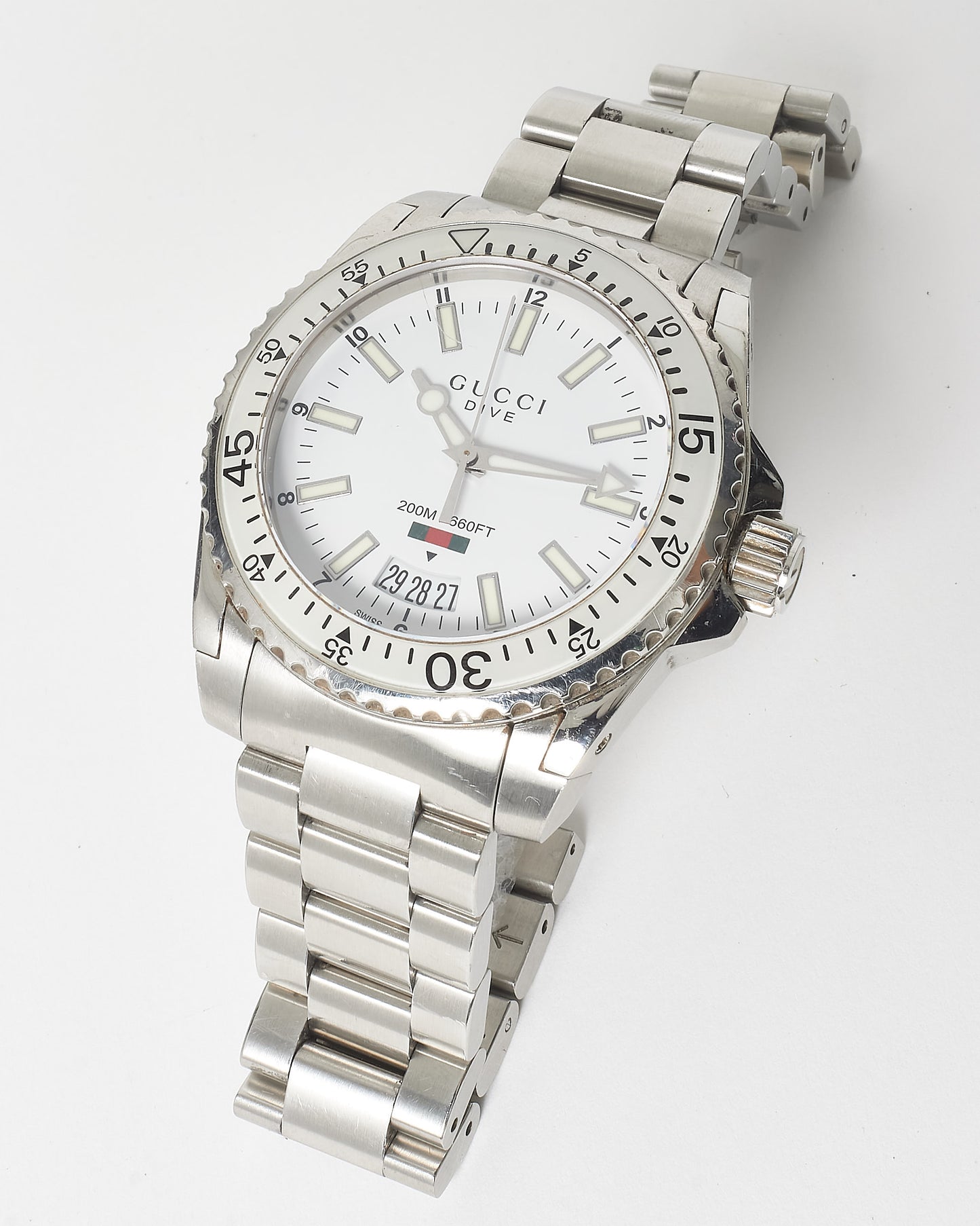 Gucci Stainless Steel 
White Dial Dive 45 MM Watch