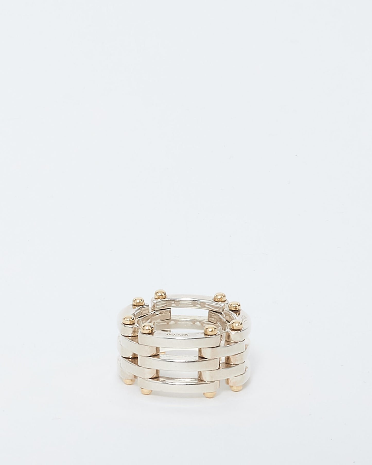 Tiffany 
Co. Sterling Silver 
Gold Link Ring - 6