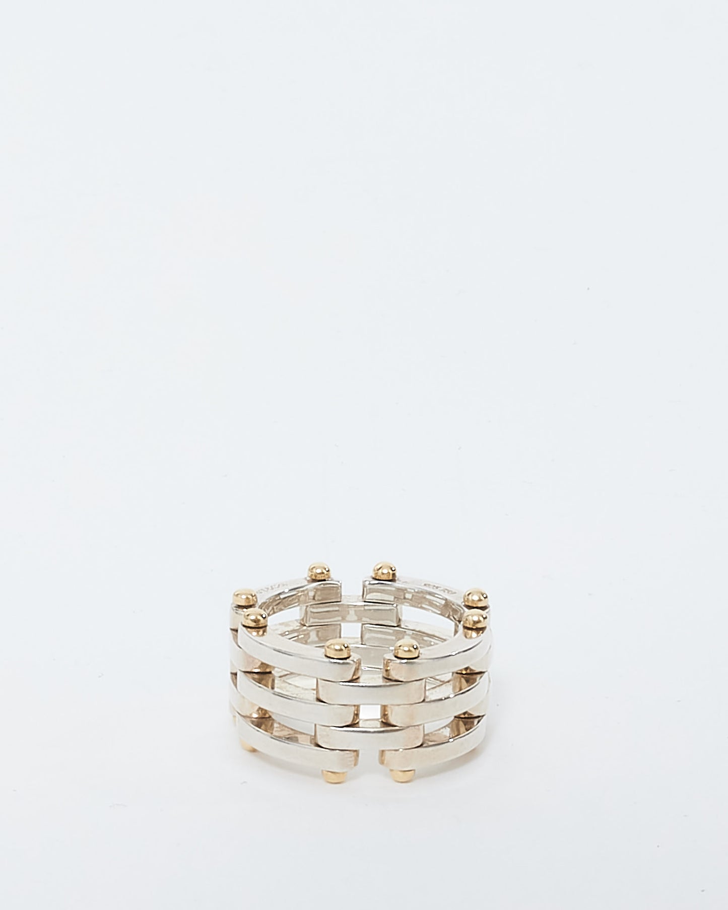 Tiffany 
Co. Sterling Silver 
Gold Link Ring - 6