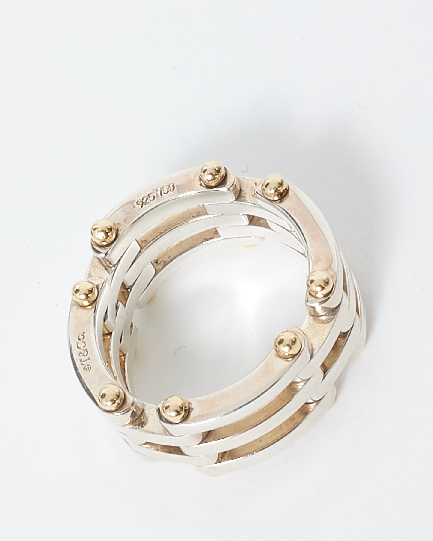 Tiffany 
Co. Sterling Silver 
Gold Link Ring - 6