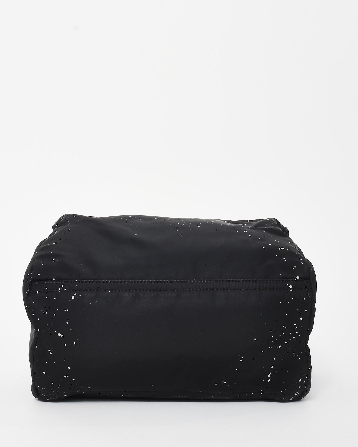 Givenchy Black 
White Splatter Logo Nylon Pandora Bag