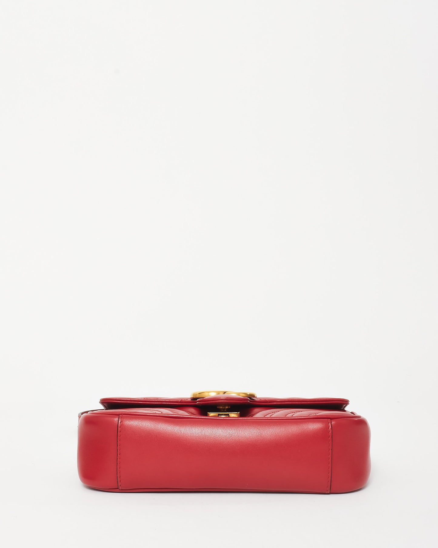 Gucci Red Matelassé Leather GG Marmont Mini Shoulder Bag