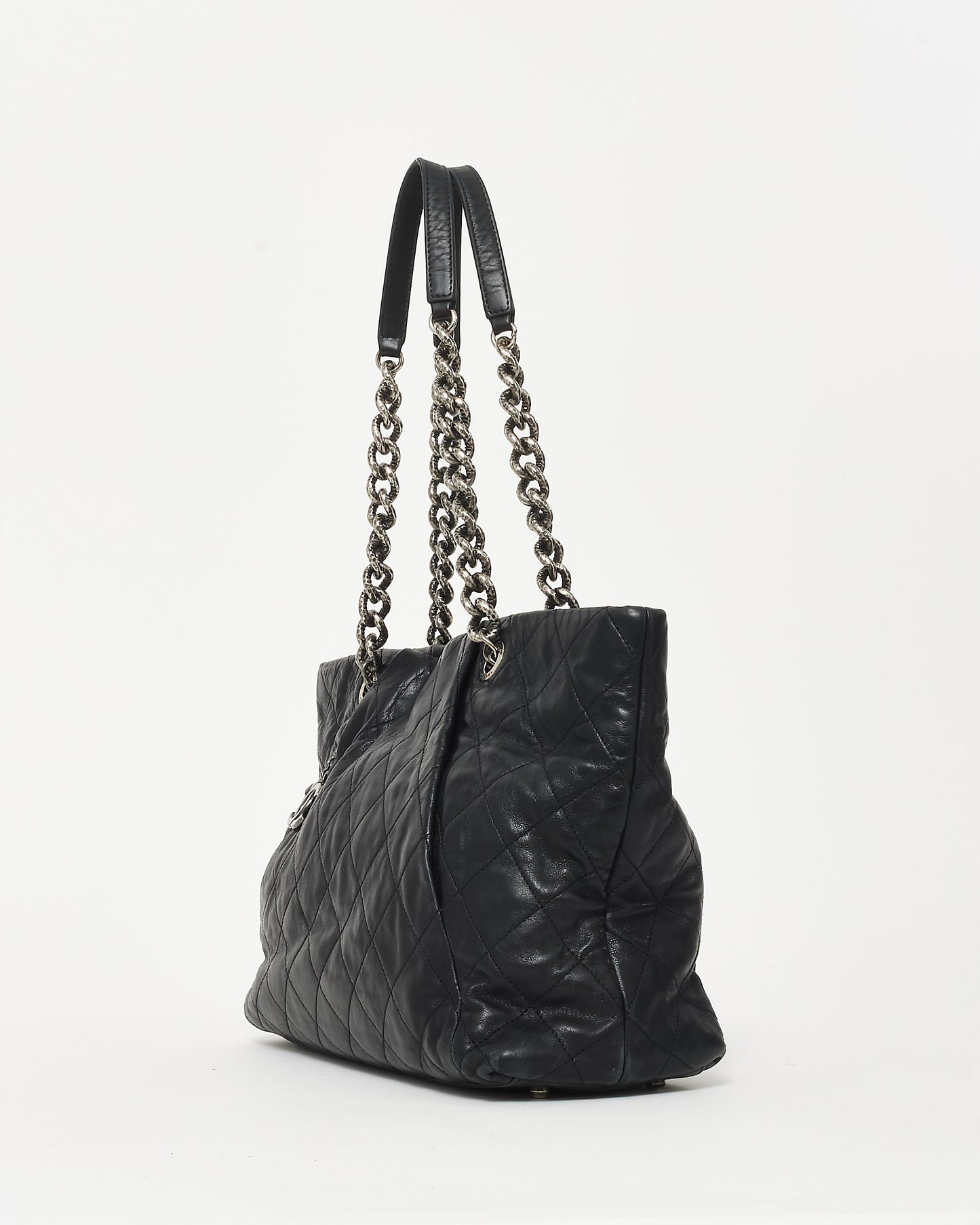 Chanel Black Quilted Leather Coco Pleats Tote Bag