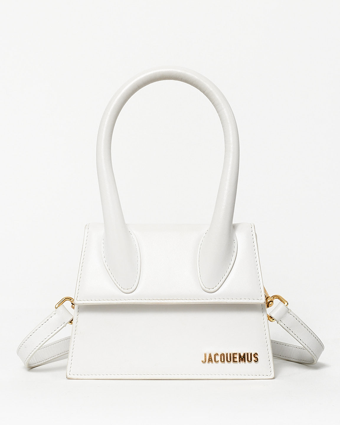 Jacqeumus White Leather Medium "Le Chiquito" Bag