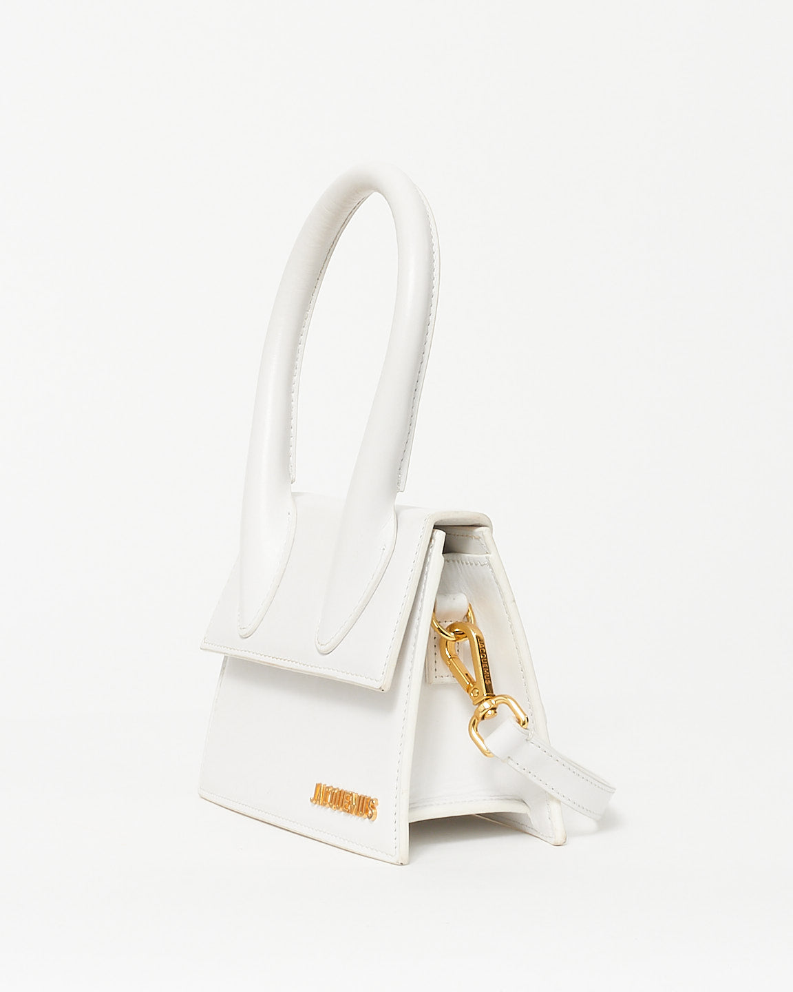 Jacqeumus White Leather Medium "Le Chiquito" Bag