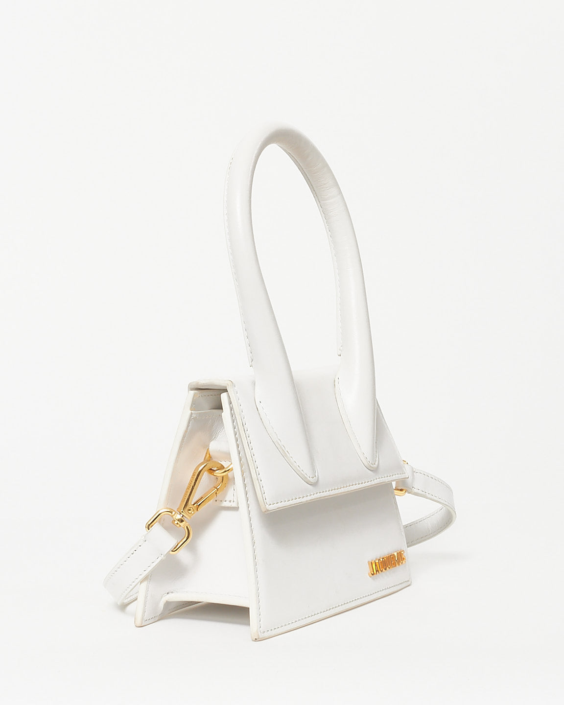 Jacqeumus White Leather Medium "Le Chiquito" Bag