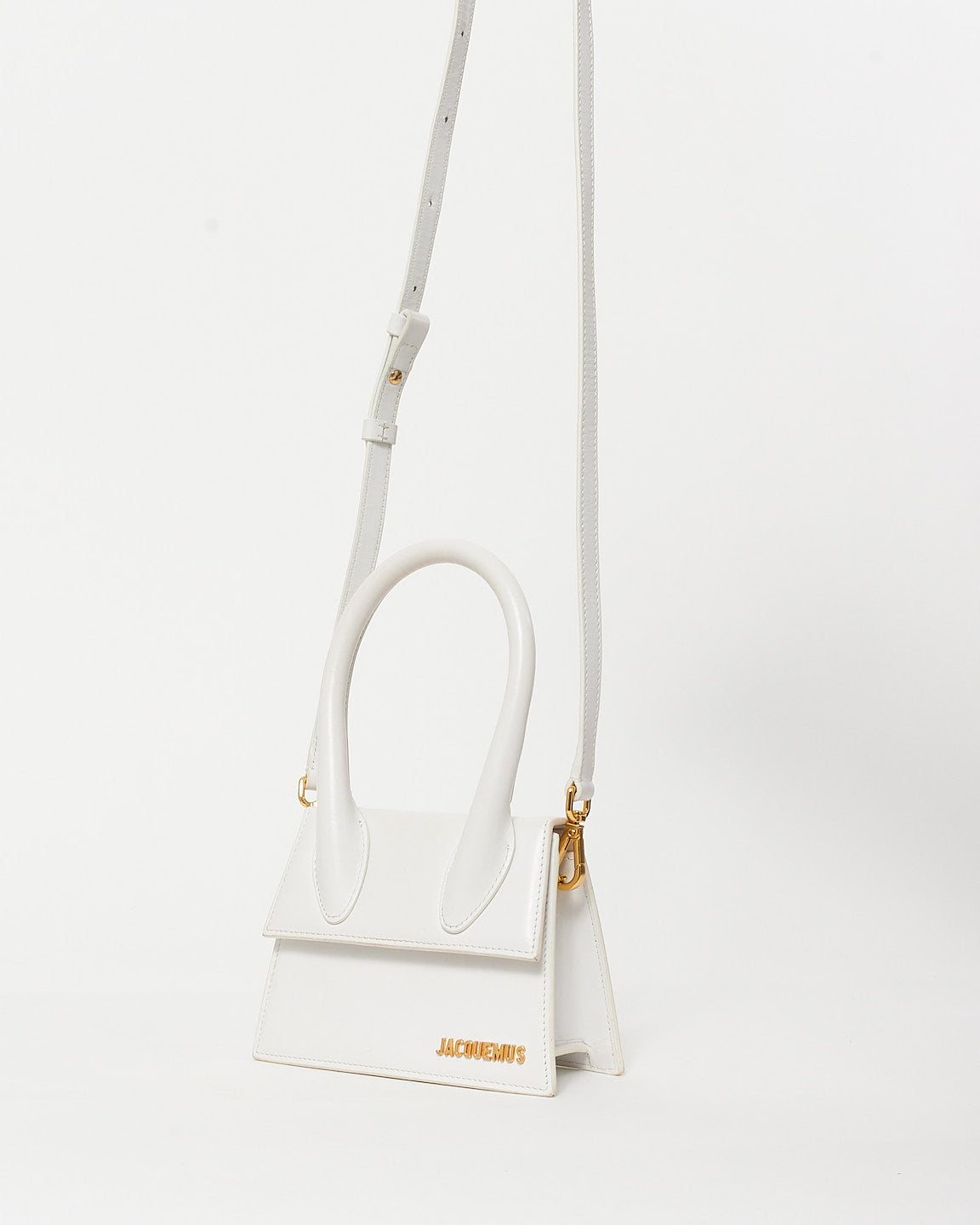 Jacqeumus White Leather Medium "Le Chiquito" Bag