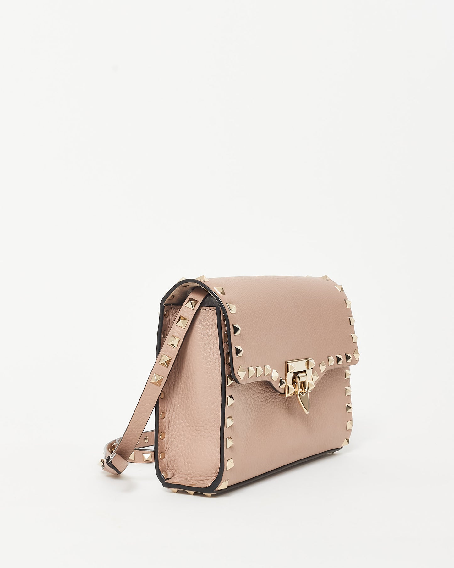 Valentino Blush Leather Flap Lock Rockstud Crossbody Bag