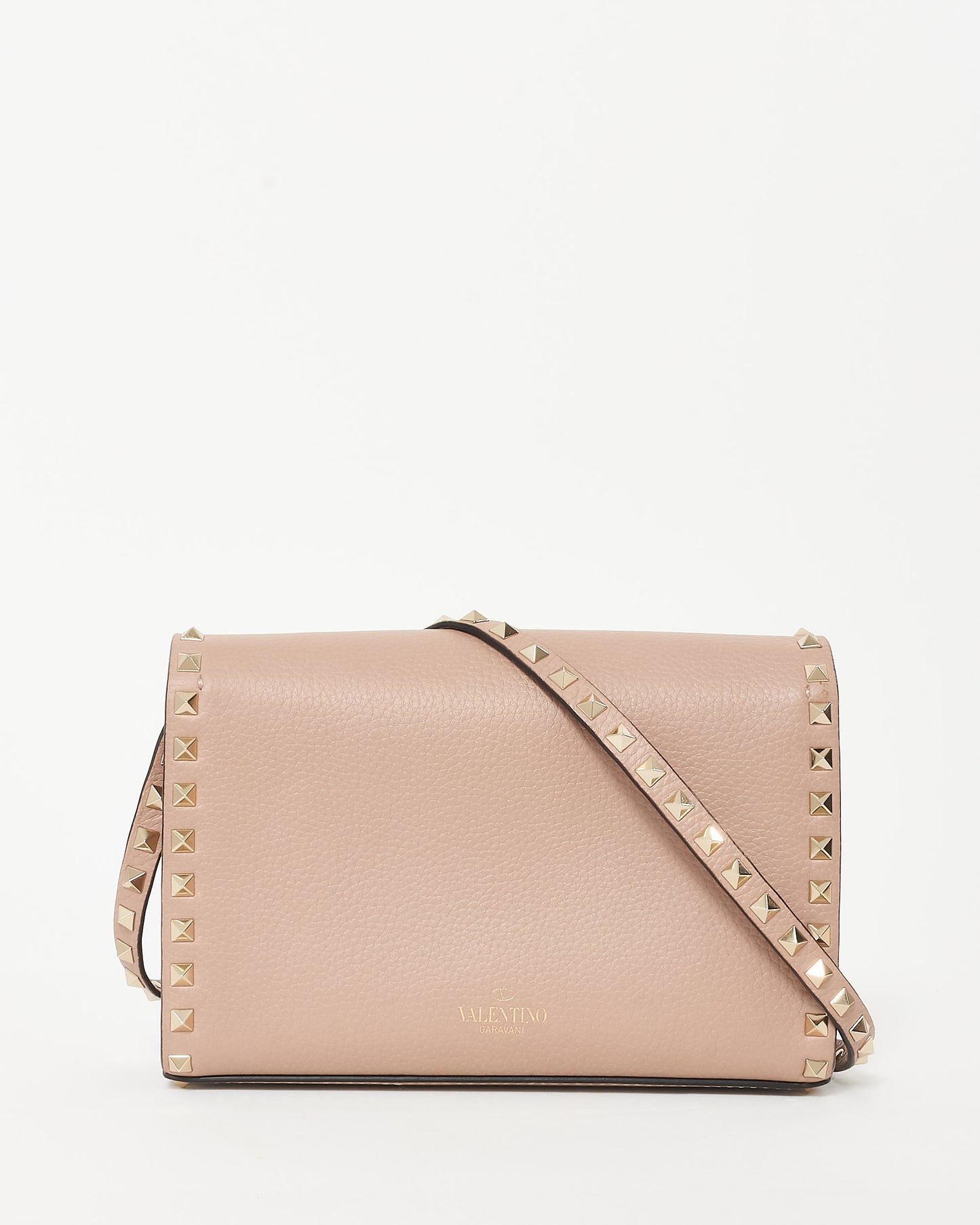 Valentino Blush Leather Flap Lock Rockstud Crossbody Bag