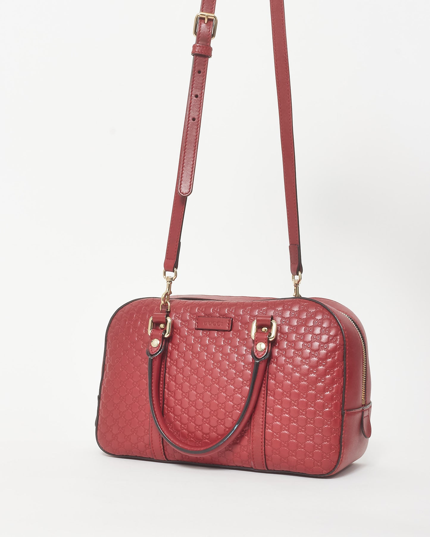 Gucci Red Leather Guccissima Mini Duffle Bag