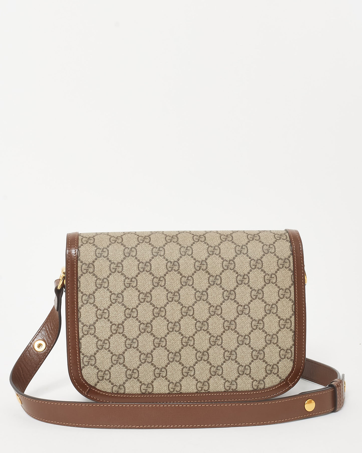 Gucci Brown Monogram Coated Canvas 
Leather Small 1955 Horsebit Bag