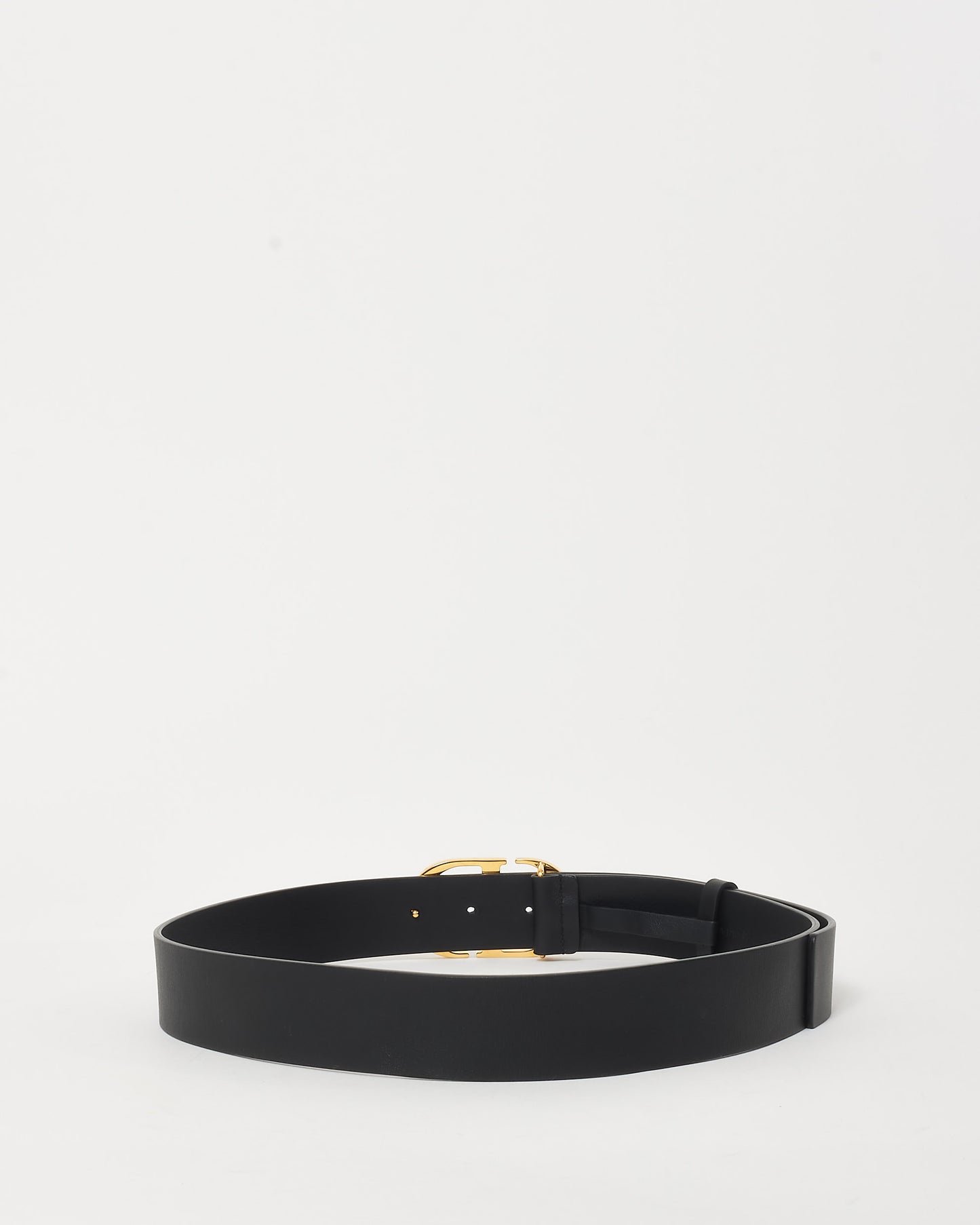 Dior Black Leather 
Montaigne Gold Logo Belt - 90