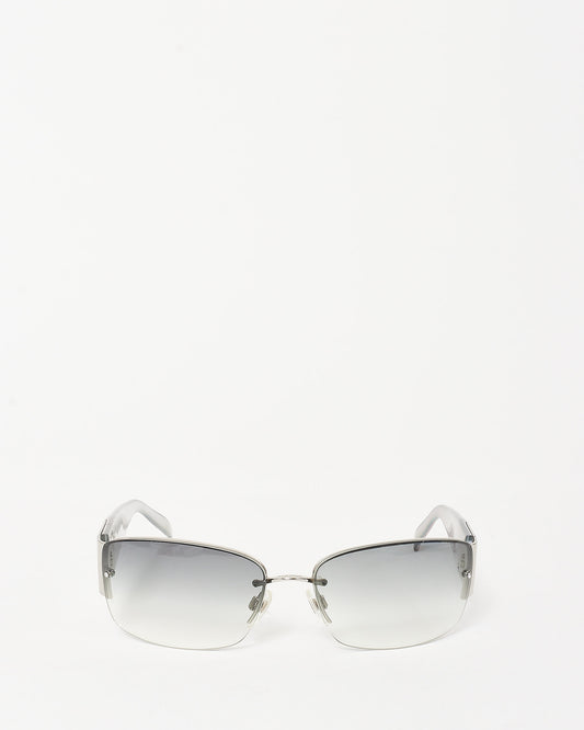 Chanel Blue Silver Iridescent 
Pavé Shield Logo 4117-B Sunglasses