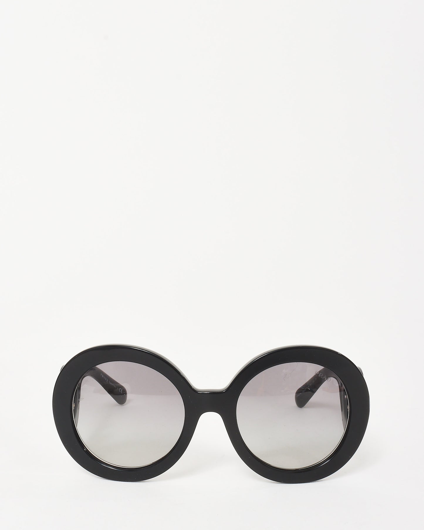 Prada Black Acetate Oversized Round Baroque Sunglasses