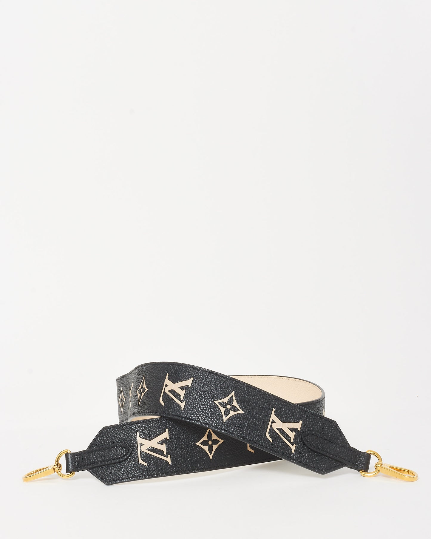 Louis Vuitton Black 
Cream Monogram Empreinte Leather Strap