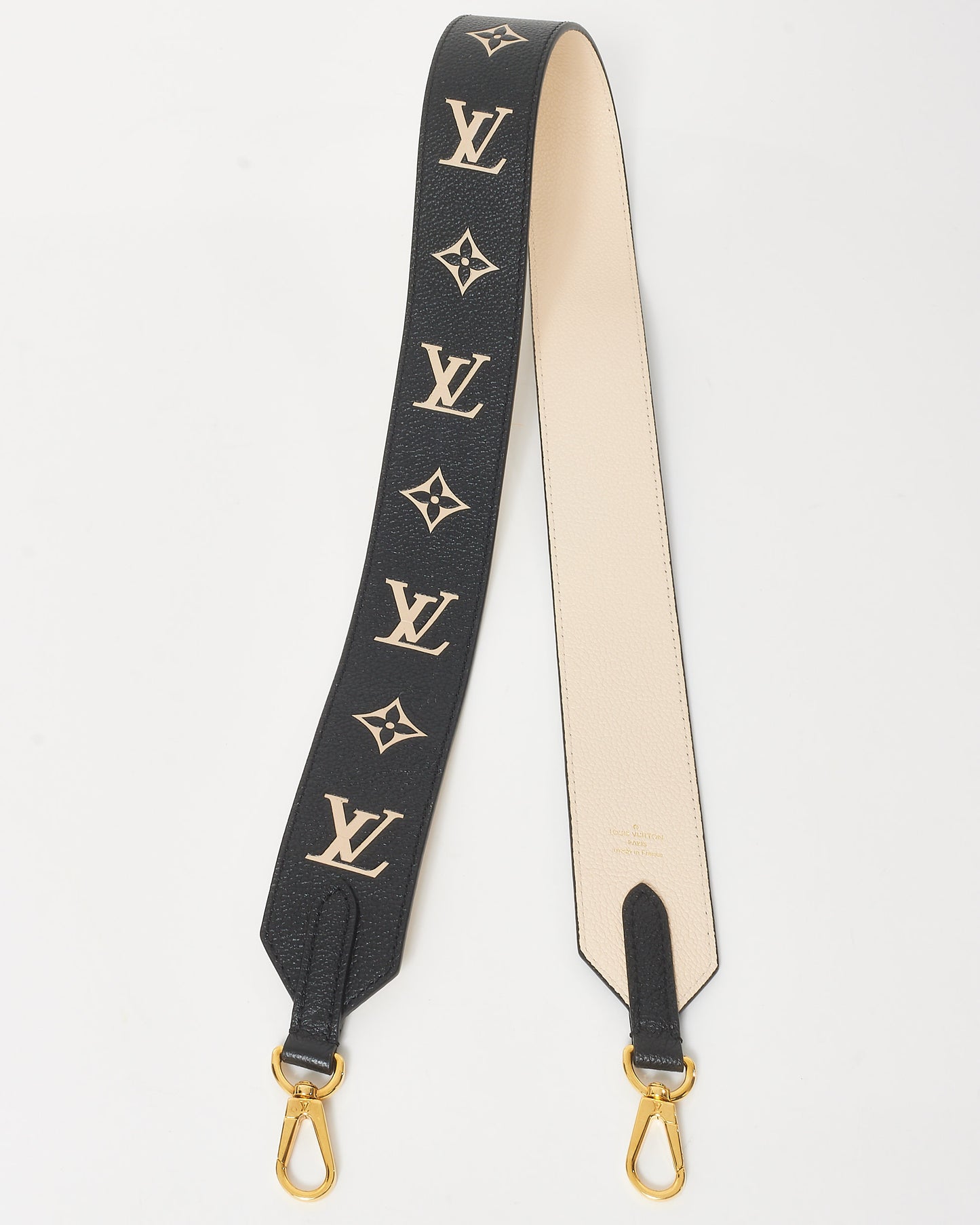 Louis Vuitton Black 
Cream Monogram Empreinte Leather Strap