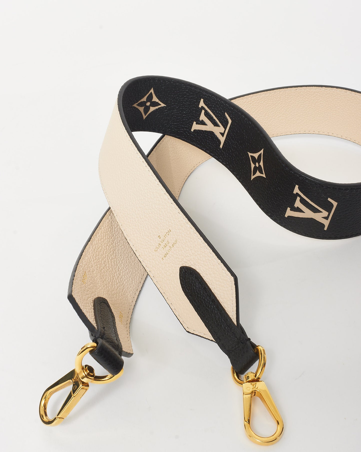 Louis Vuitton Black 
Cream Monogram Empreinte Leather Strap