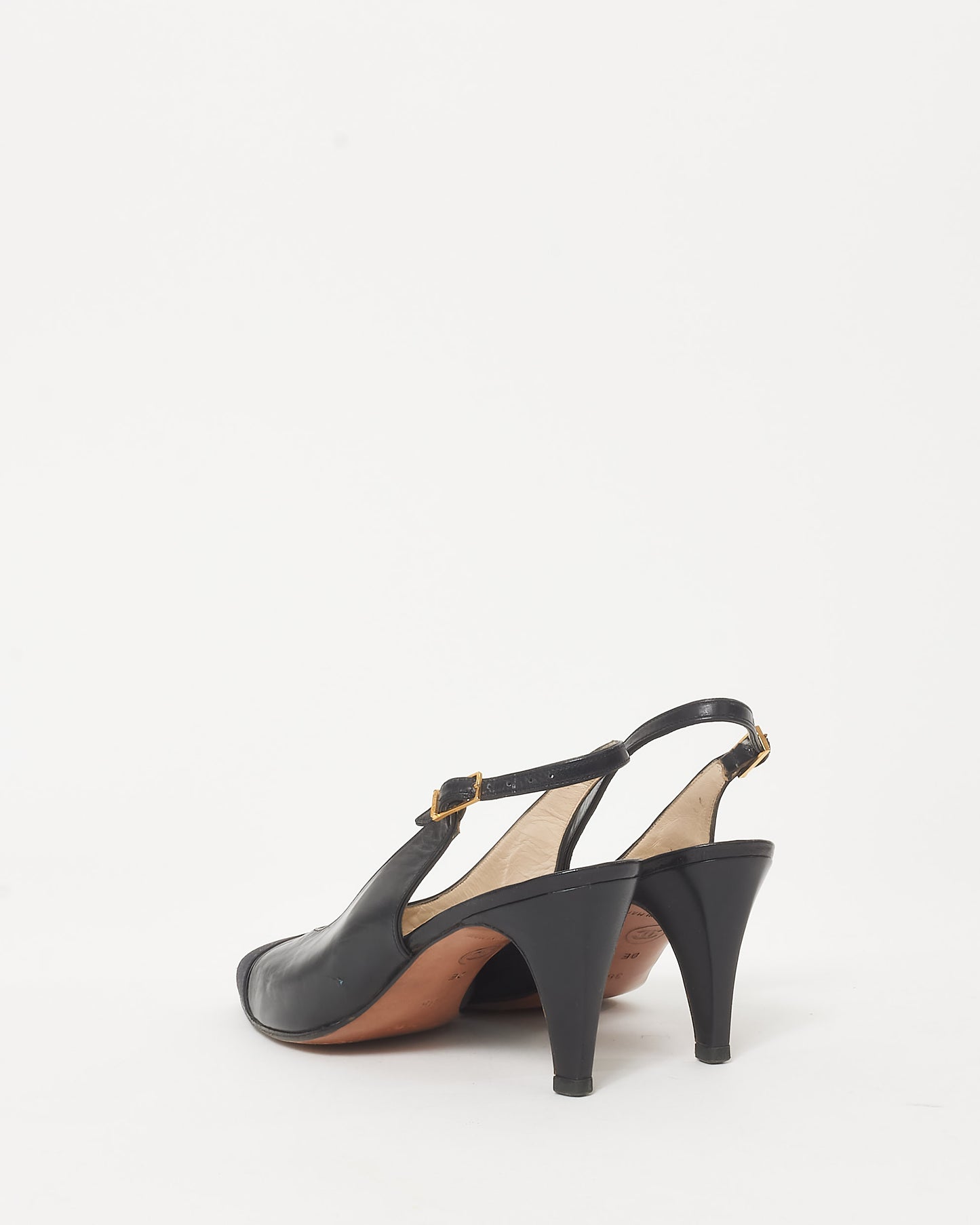 Chanel Black Leather Slingback Pumps - 36