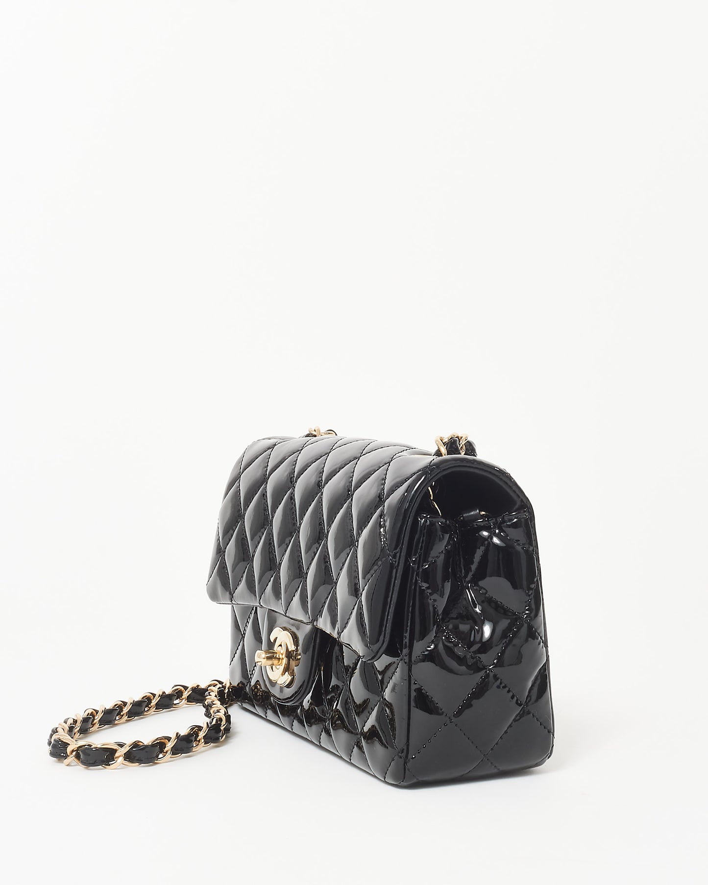 Chanel Black Patent Leather CHPW Mini Rectangular Single Flap