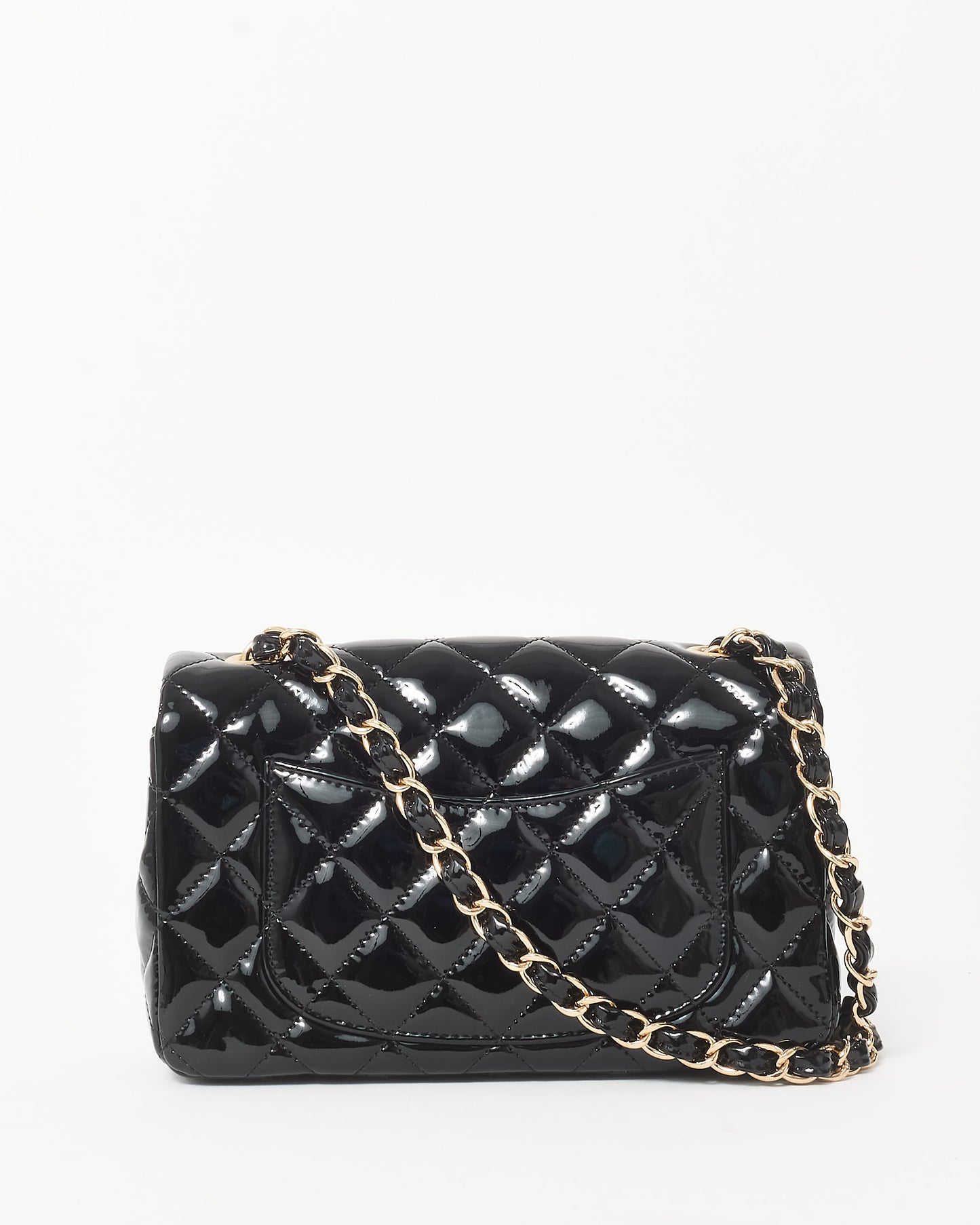 Chanel Black Patent Leather CHPW Mini Rectangular Single Flap