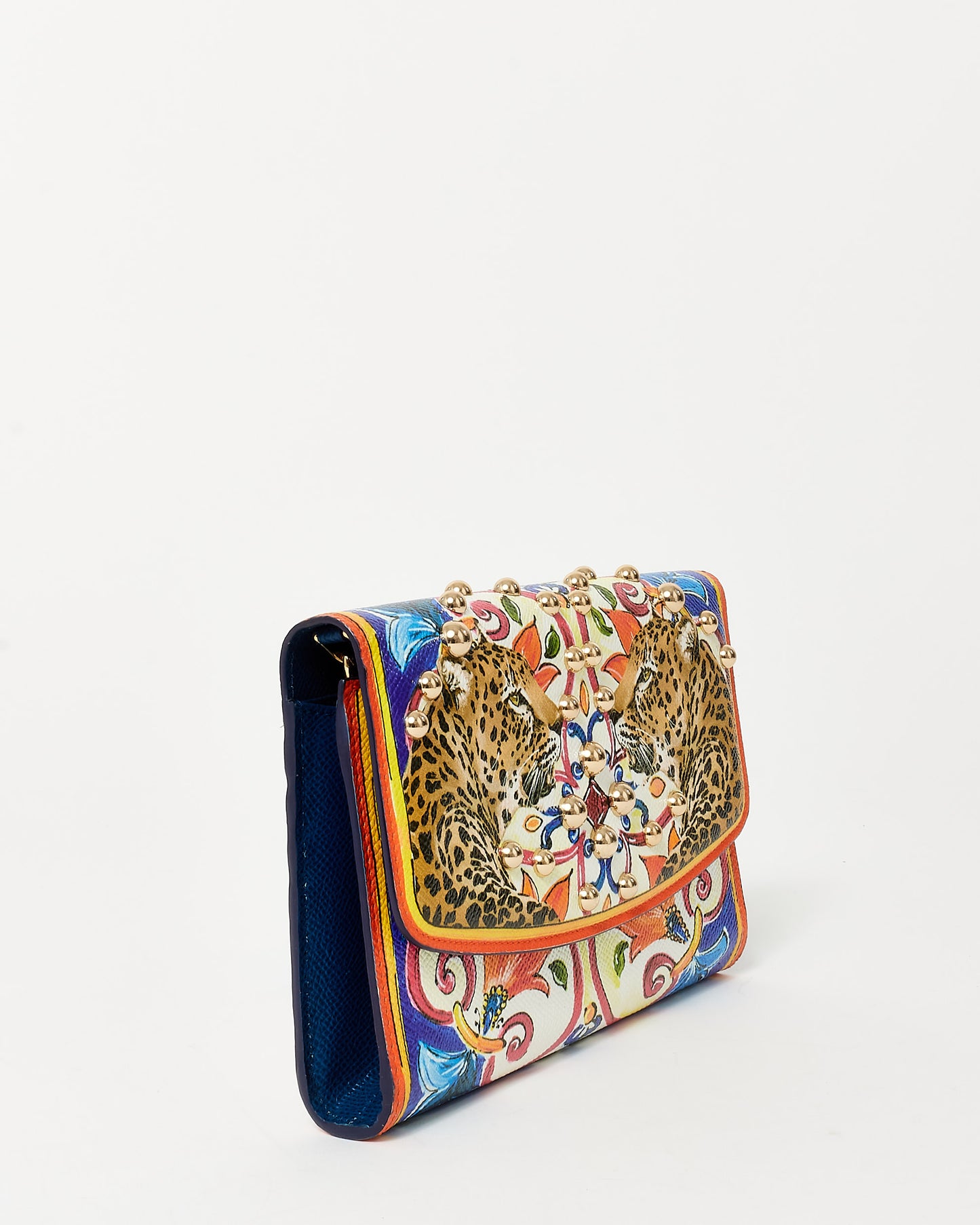 Dolce 
Gabbana Leopard 
Multi Color Coated Canvas Wallet On Chain