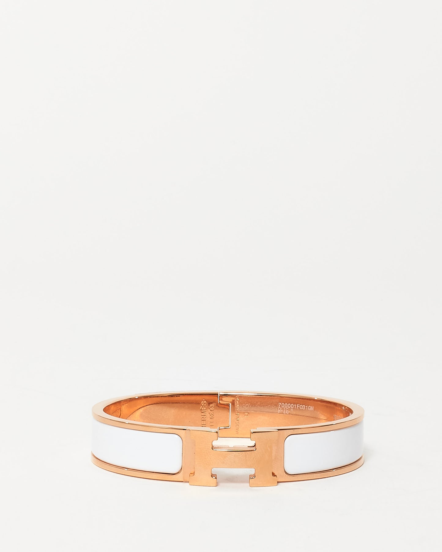 Hermès White Enamel Narrow H Clic Clac Bracelet RGHW - GM