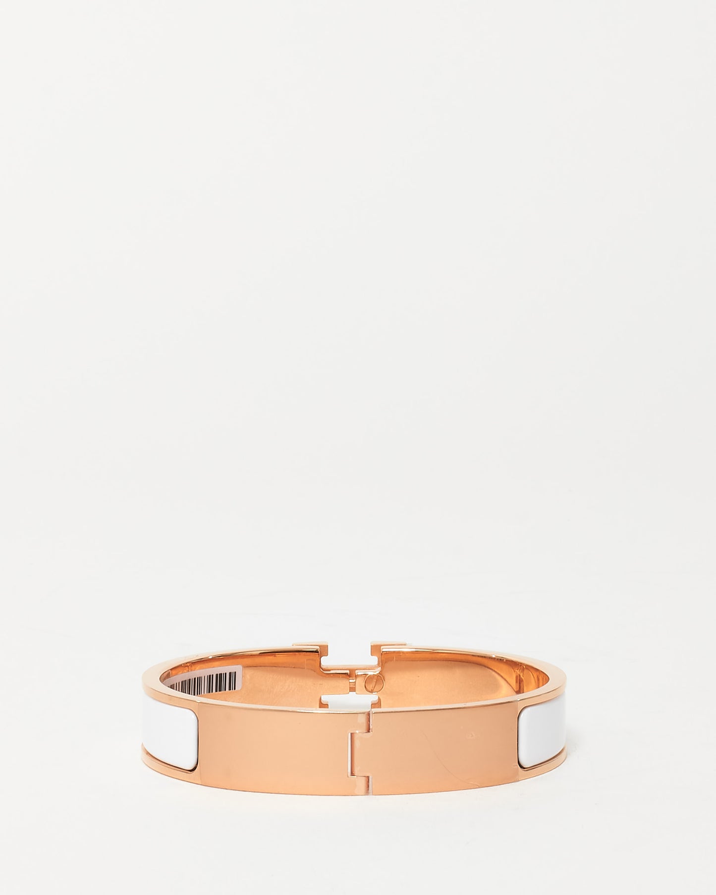 Hermès White Enamel Narrow H Clic Clac Bracelet RGHW - GM