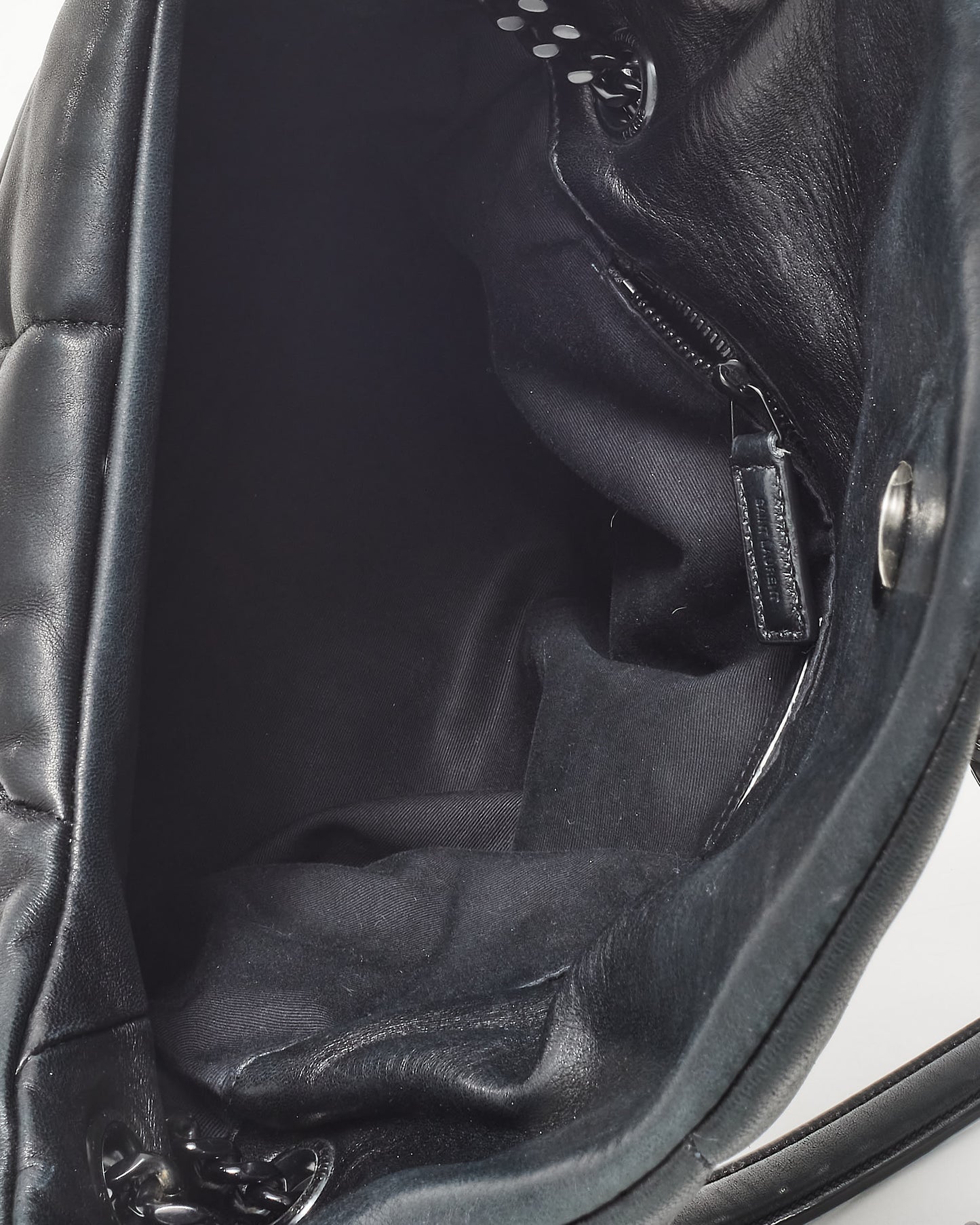 Saint Laurent Black On Black Leather Medium Puffer Shoulder Bag