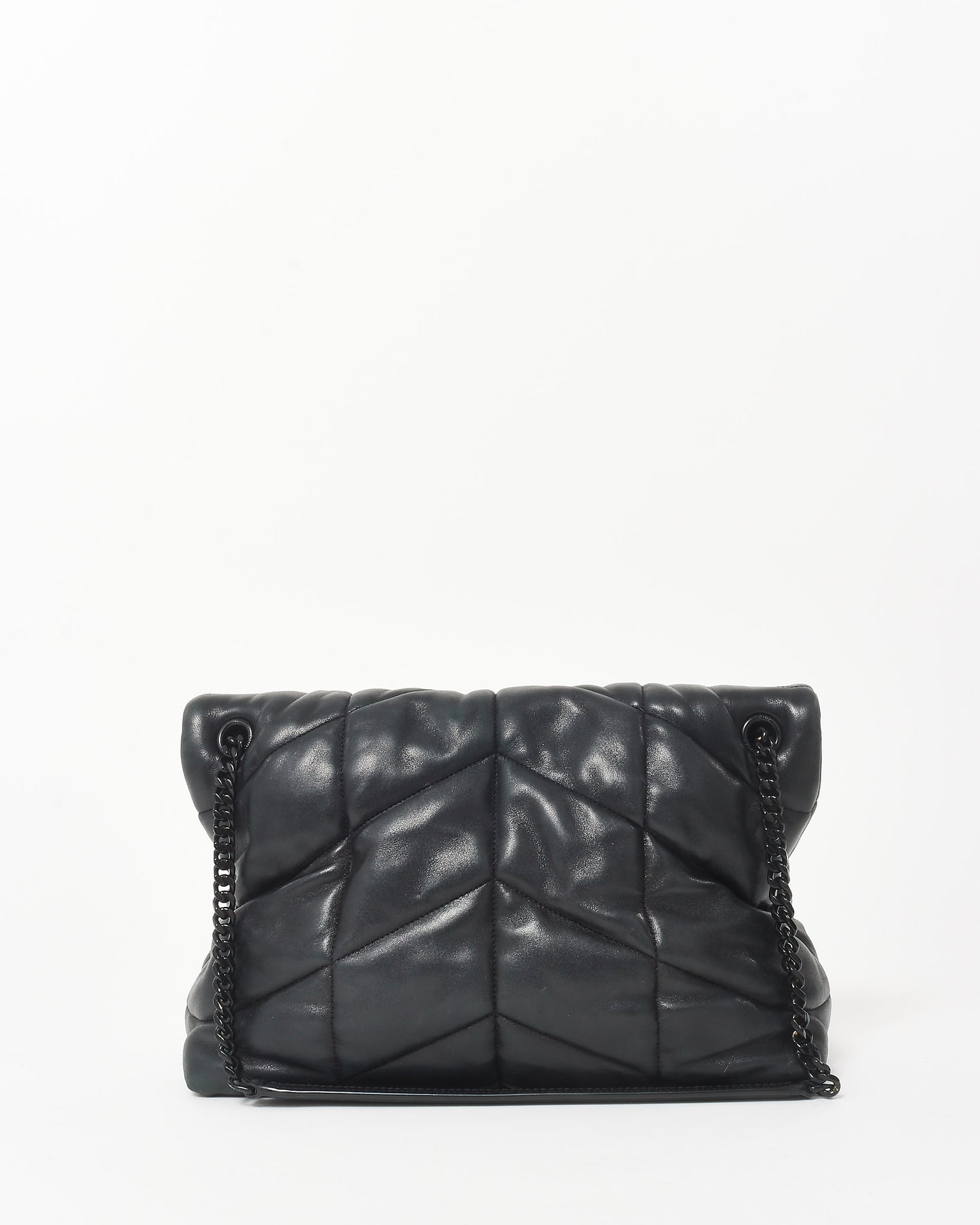 Saint Laurent Black On Black Leather Medium Puffer Shoulder Bag