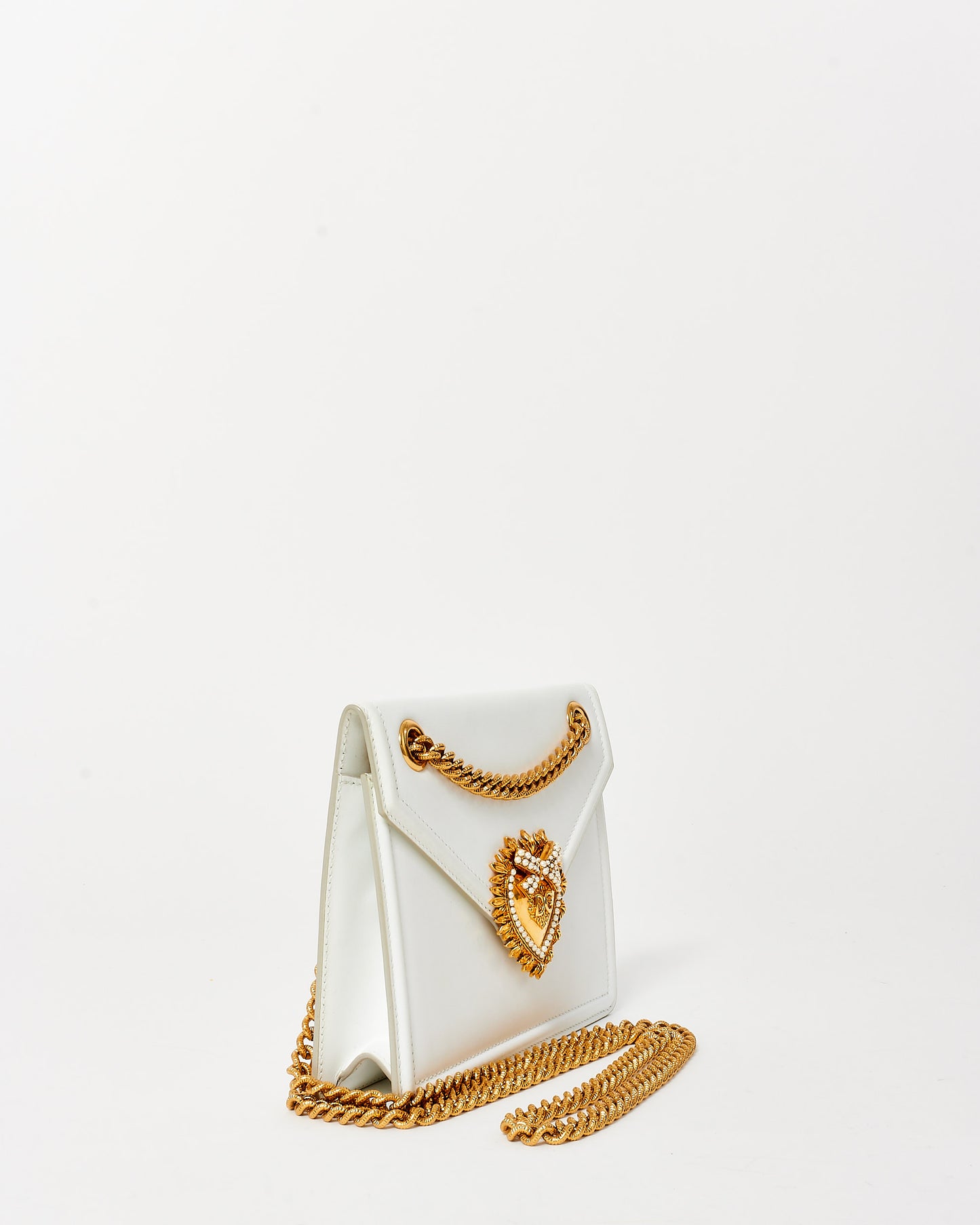 Dolce 
Gabbana White Leather 
Gold Devotion Bag