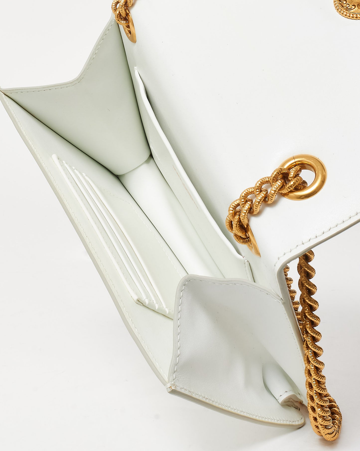 Dolce 
Gabbana White Leather 
Gold Devotion Bag