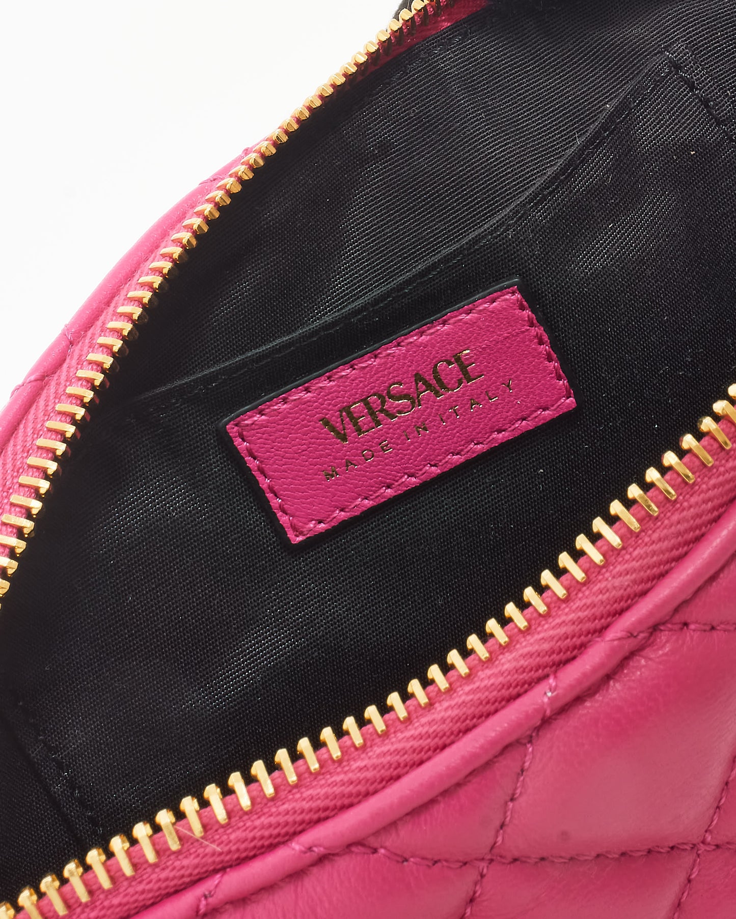 Versace Pink Leather 
Gold Medusa Head Cylindrical Shoulder Bag