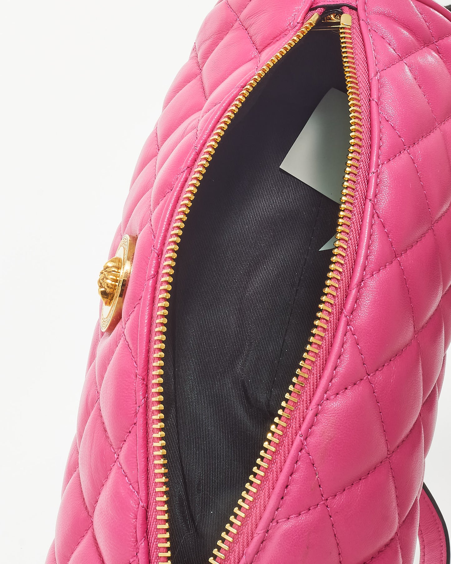 Versace Pink Leather 
Gold Medusa Head Cylindrical Shoulder Bag