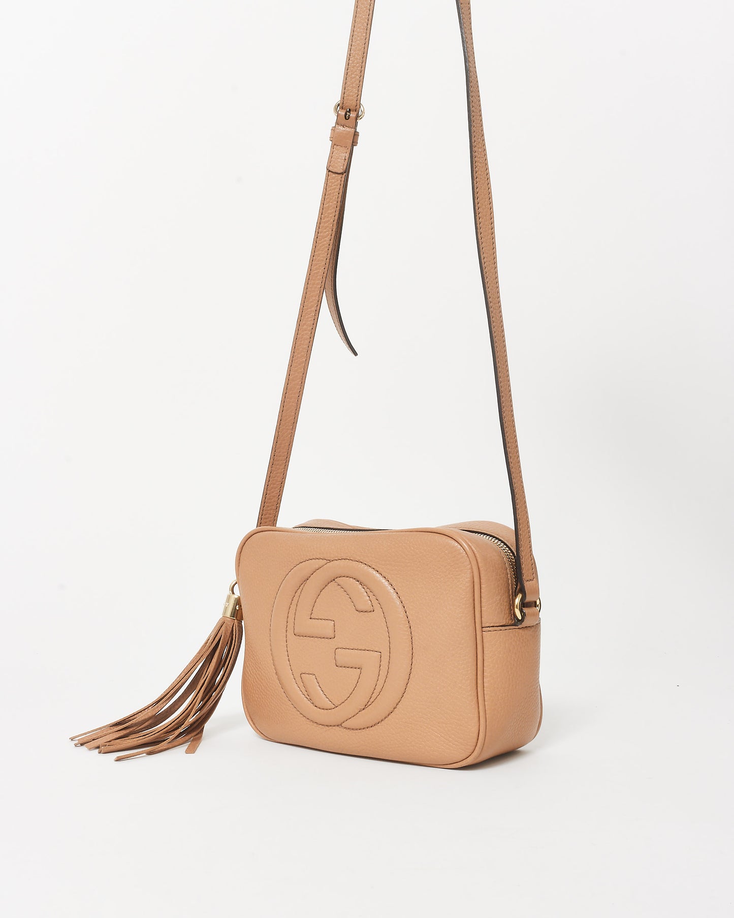 Gucci Beige Leather GG Soho Disco Crossbody Bag