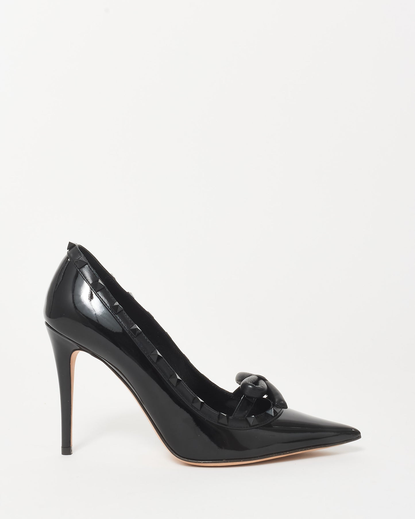 Valentino Black Patent Leather Rockstud Bow Pumps - 38.5