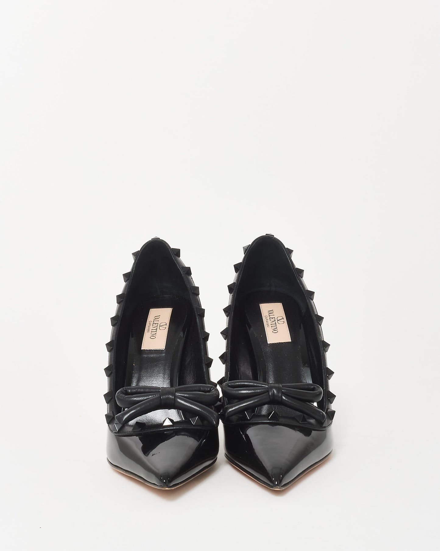 Valentino Black Patent Leather Rockstud Bow Pumps - 38.5