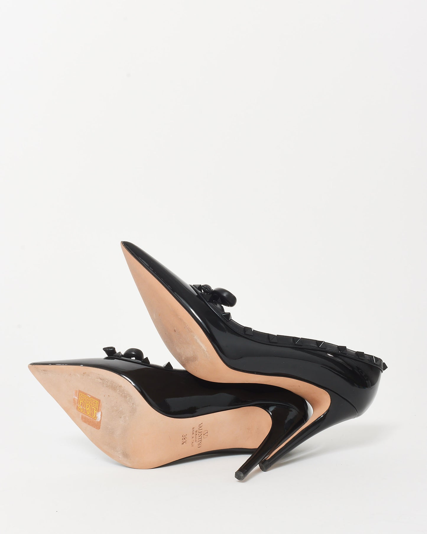 Valentino Black Patent Leather Rockstud Bow Pumps - 38.5