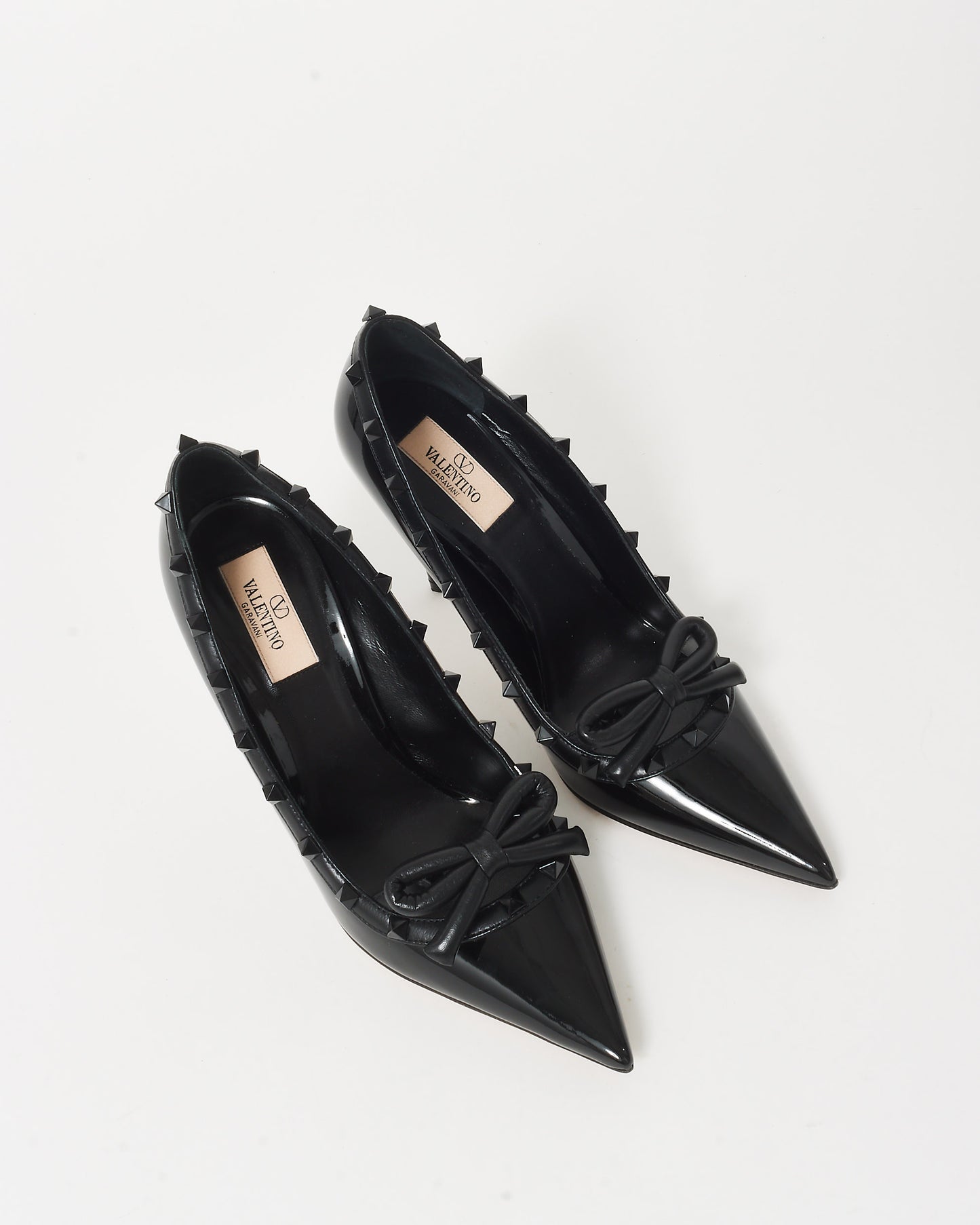 Valentino Black Patent Leather Rockstud Bow Pumps - 38.5