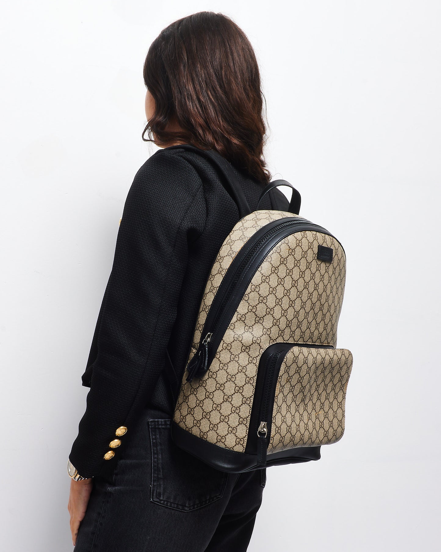 Gucci Monogram Coated GG Supreme Canvas Backpack