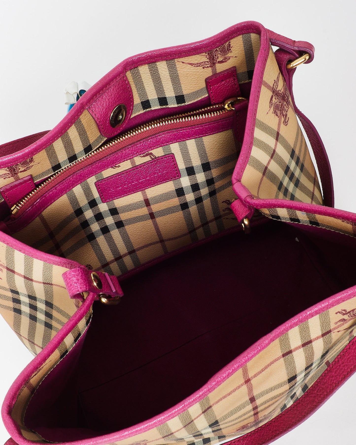 Burberry Haymarket Check Coated Canvas 
Pink Canterbury Bag