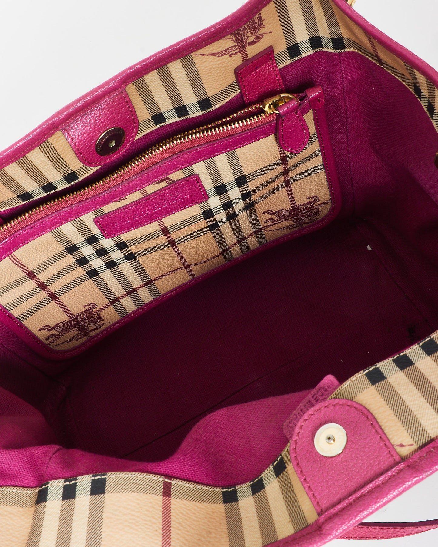 Burberry Haymarket Check Coated Canvas 
Pink Canterbury Bag