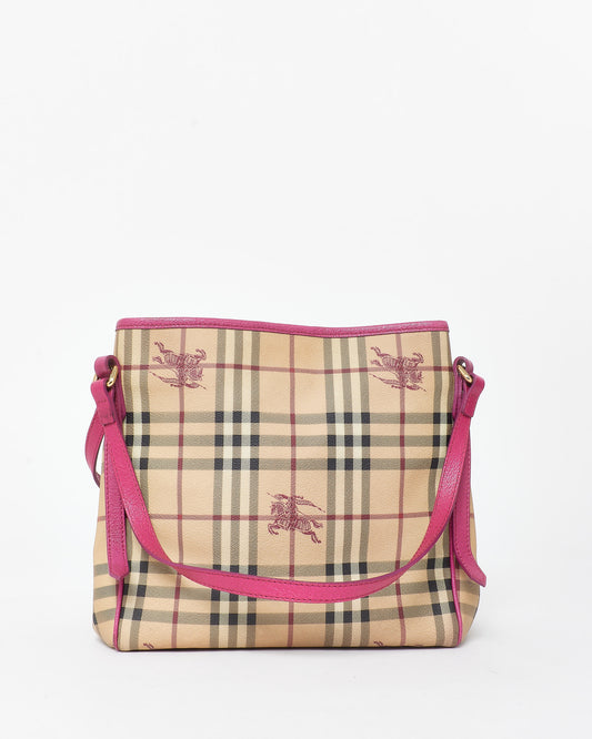 Burberry Haymarket Check Coated Canvas 
Pink Canterbury Bag